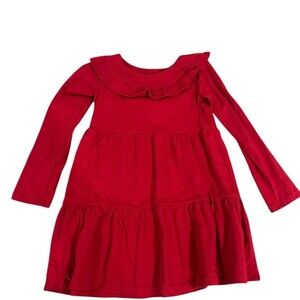 The Children's Place Dress Girls 4T Red Long Sleeve Ruffle Tiered Knee
